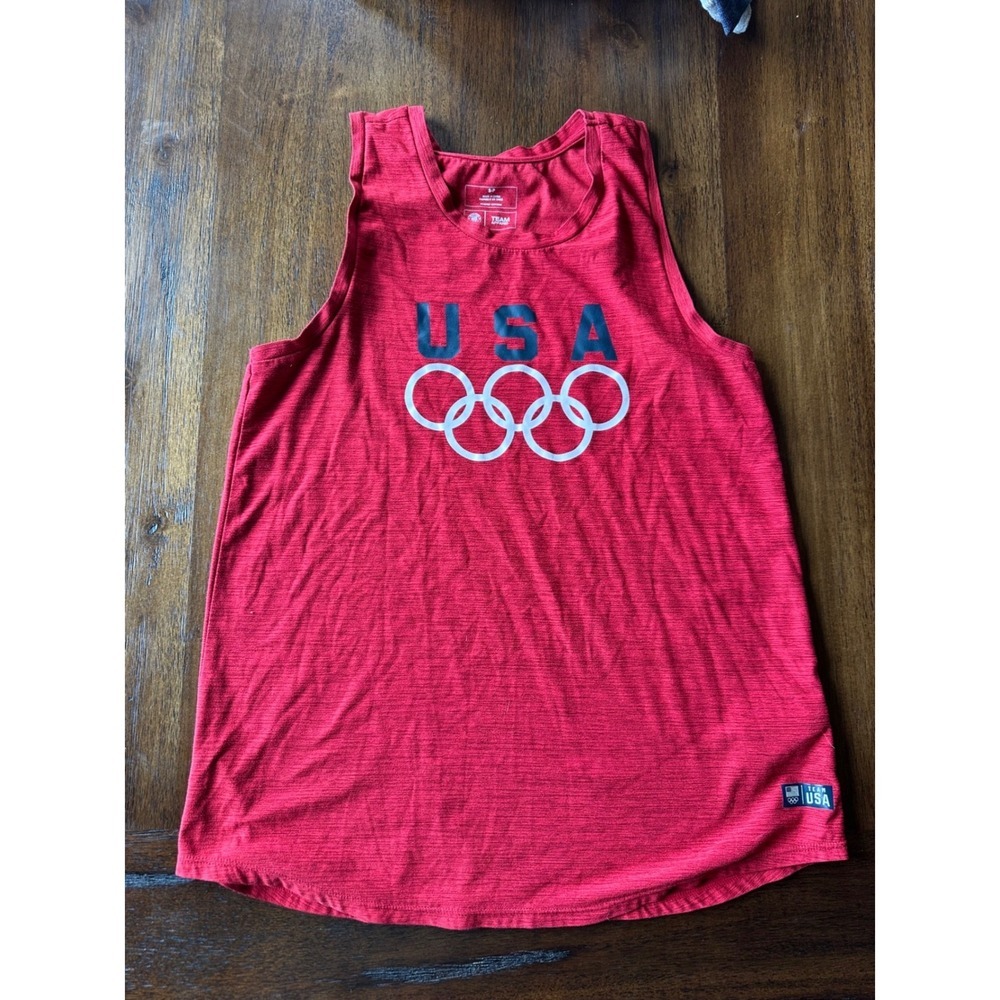 Team USA Olympics Red Tank Top Womens Small Olympic Rings Slub Knit Sleeveless